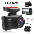Black explosive t8 dual recording 4k driving dash cam with compact rectangular body and red adhesive mounting pad visible