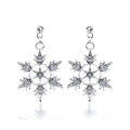 Silver snowflake earrings with sparkling clear crystals from the exquisite bridal christmas snowflake necklace set