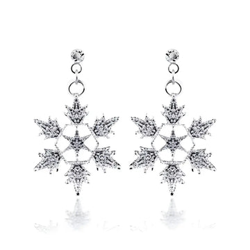 Silver snowflake earrings with sparkling clear crystals from the exquisite bridal christmas snowflake necklace set