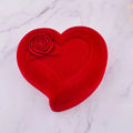 Exquisite jewelry watch necklace gift heart-shaped box in red velvet with matching red rose embellishment