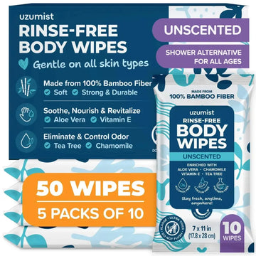 Unscented extra large bamboo shower wipes made from 100% bamboo fiber with aloe vera for adults bathing