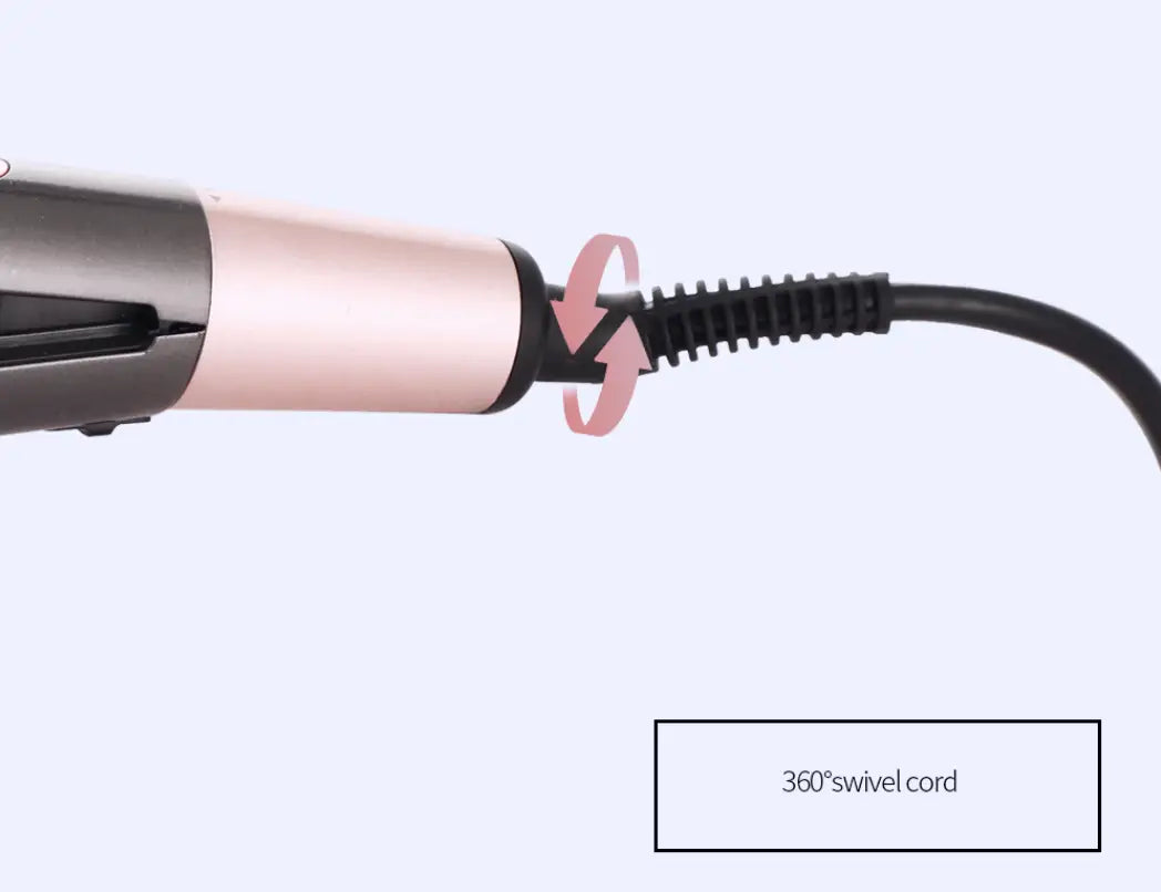 rose gold and black gold ceramic flat iron with 360-degree swivel cord designed for curly hair care and care straight long use