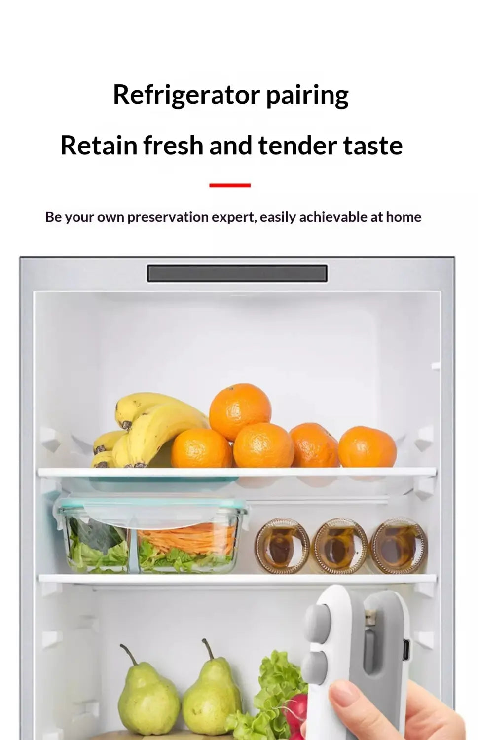 White and gray handheld portable USB heat sealer vacuum sealer with a sleek modern design and magnetic storage clip.