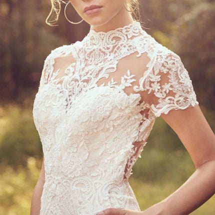 Bride Pants Suit Wedding Bridal Gowns Short Sleeve Jumpsuit - Royalessencelux