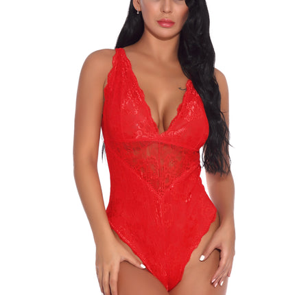 Sleeveless Halter Plus Size Lace Bodysuit Ladies - Royalessencelux