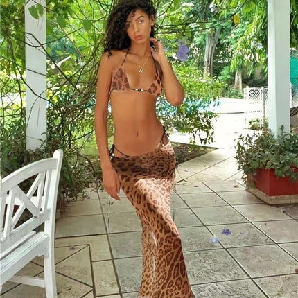 Printed Bikini Strappy Skirt Casual Suit - Royalessencelux