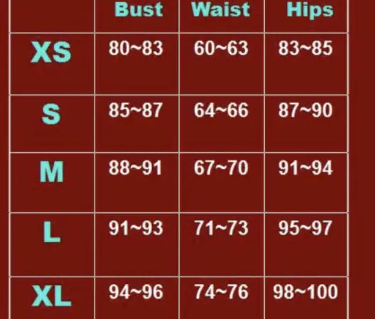 The image shows a size chart with bust waist and hip measurements for sizes xs through xl for a mirrored rhinestone stage nightclub dj female dress.