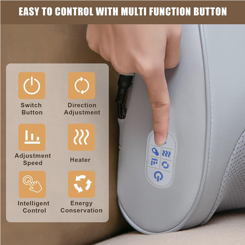 Shiatsu Massage Pillow with Heat - Deep Kneading Massager for Neck, Back, Shoulders & Feet