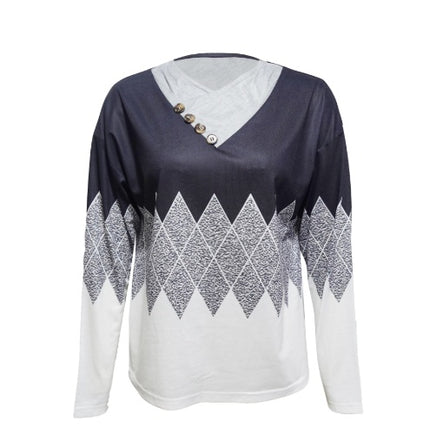 Women's Printed Irregular Collar Fashionable T-shirt Top - Royalessencelux