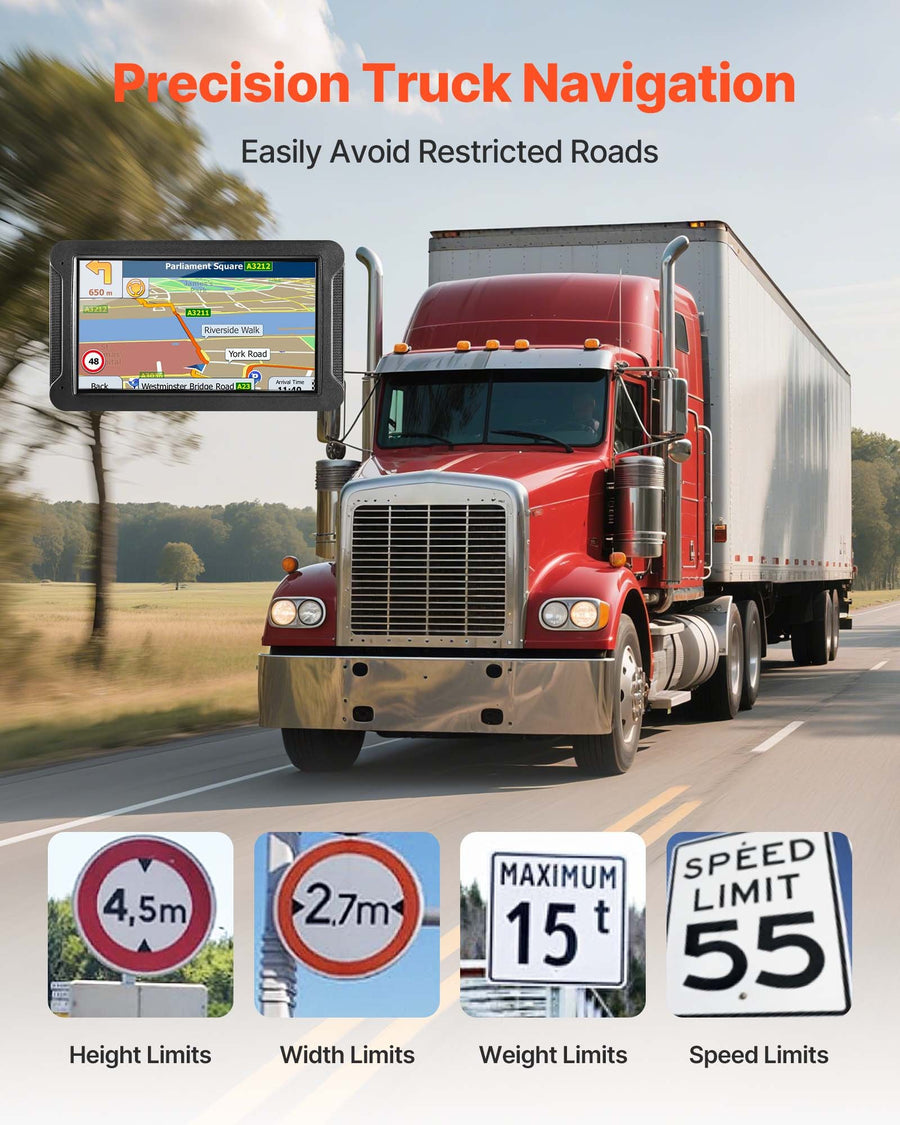 7-Inch Touch Screen Car GPS Navigator with Built-In Dash Cam, Speed Camera Alerts
