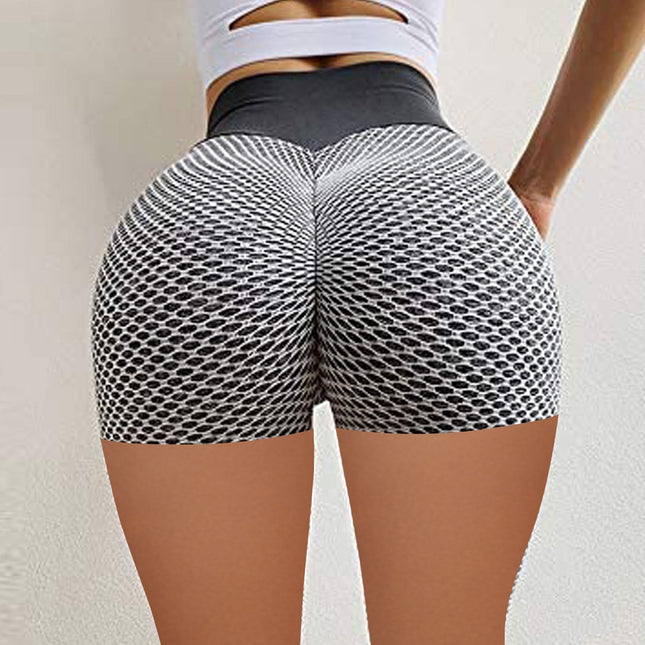 Honeycomb Design Yoga Pants Solid Color Hip-lifting Fitness Sports Shorts For Women - Royalessencelux