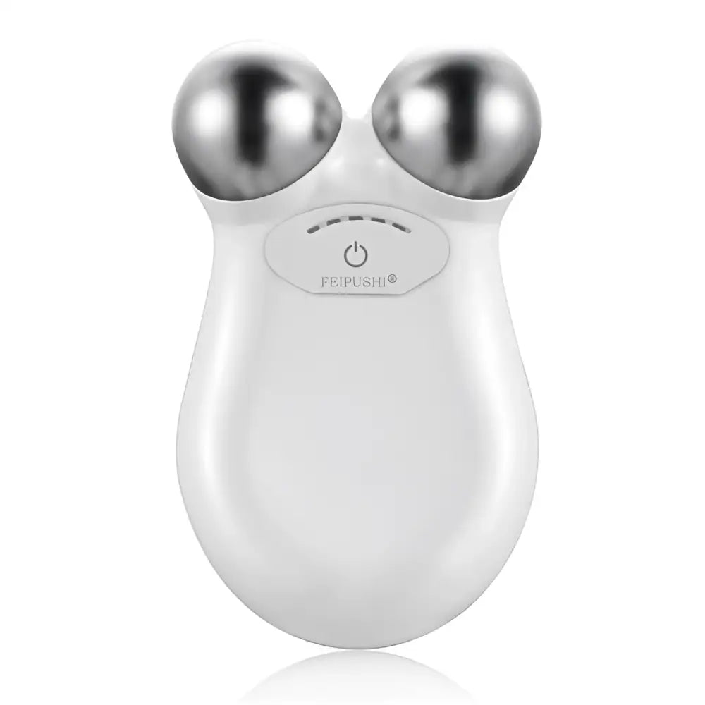 White feipushi facial lifting firming roller with two silver spherical heads for firming skin rejuvenation