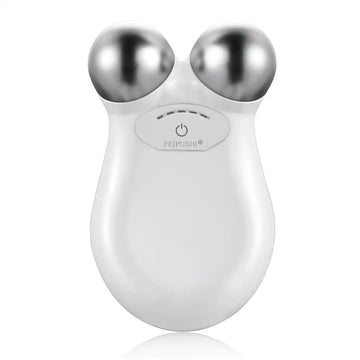 White feipushi facial lifting firming roller with two silver spherical heads for firming skin rejuvenation use
