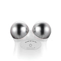 White feipushi facial lifting firming roller with two shiny silver spherical heads for firming skin rejuvenation