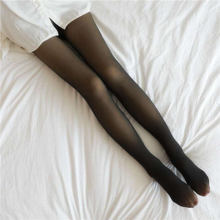 Fake Translucent Plus Size Leggings Fleece Lined Tights Fall And Winter Warm Fleece Pantyhose Women Fleece Lined Pantyhose Thermal Winter Tights - Royalessencelux