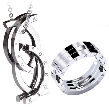 Fashion Deformation Ring Kissing Fish Creative Couple Necklace - Royalessencelux