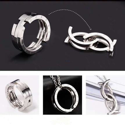 Fashion Deformation Ring Kissing Fish Creative Couple Necklace - Royalessencelux