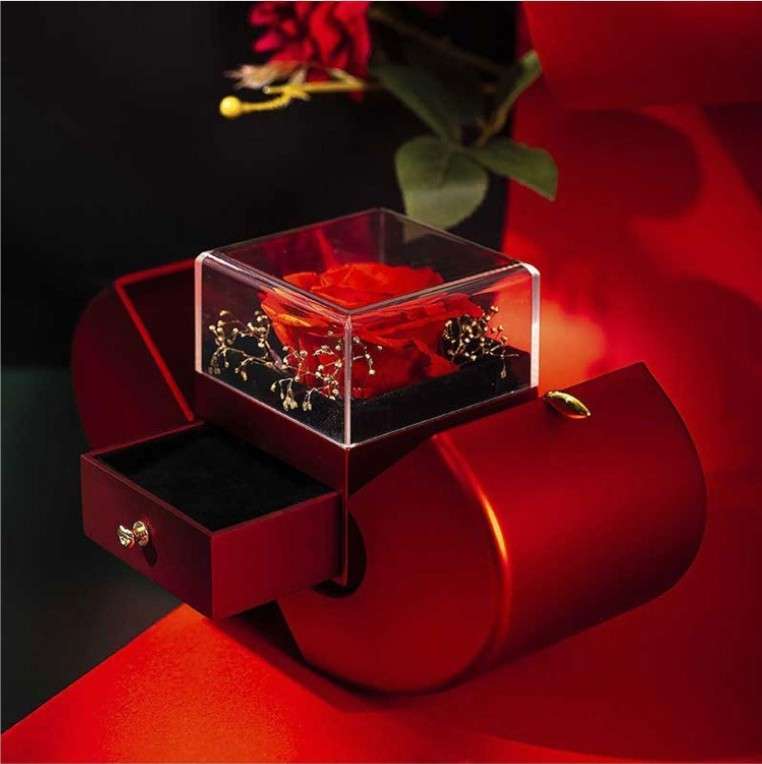 Fashion Jewelry Box Red Apple Christmas Gift Necklace Eternal Rose For Girl Mother's Day Valentine's Day Gifts With Artificial Flower Rose Flower Jewelry Box Button Full Cup Plus Size Bra Without Wi Royalessencelux