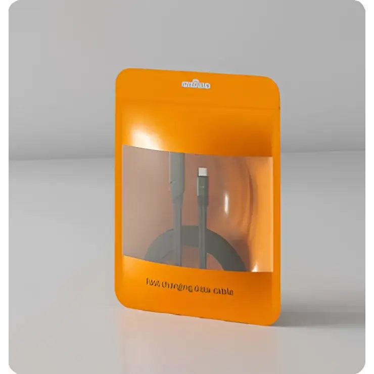 Orange-packaged black braided usb-c fast charging data cable with 240w 65w power for phone tablet stand use