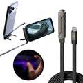 Black braided usb-c fast charging data cable with magnetic rotating connector and 24w power delivery for phone tablet stand