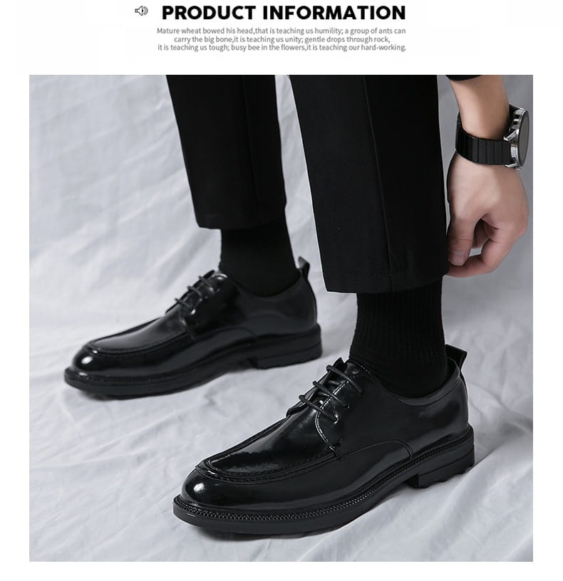 black patent leather horsebit loafers male with a polished finish and thick rubber sole suitable for male fashion formal wear.