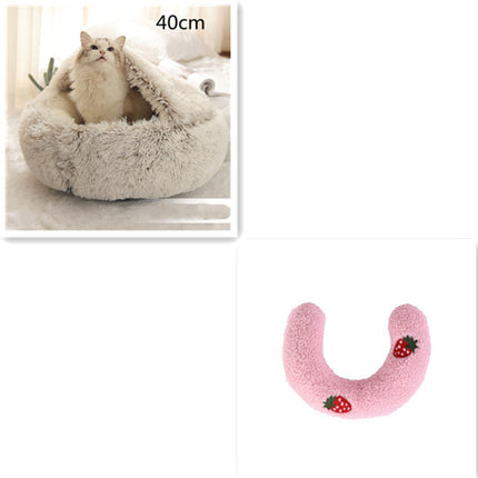 2 In 1 Dog And Cat Bed Pet Winter Bed Round Plush Warm Bed House Soft Long Plush Pets Bed Pet Products - Royalessencelux