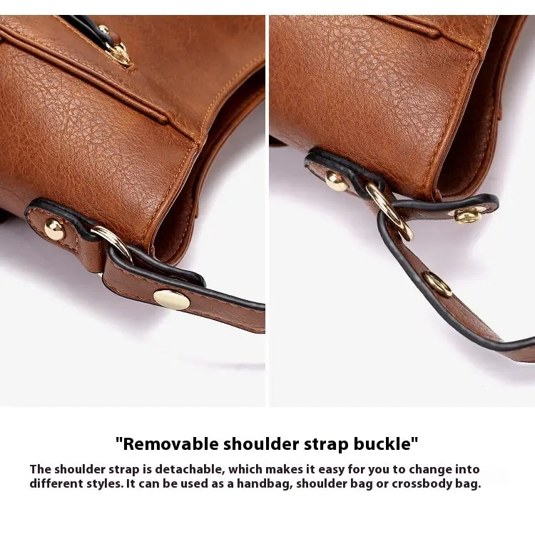 Brown faux leather large capacity luxury women leather hobo bag with detachable strap and gold-tone hardware