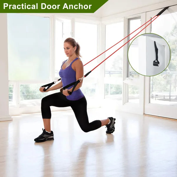 11-Piece Resistance Bands Set - Stackable Exercise Tubes up to 100lbs with Handles, Door Anchor & Ankle Straps