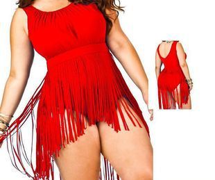 Triangle Slimming Plus Size XL-6XL Underwire Tassels Fat Lady Plus Size Swimwear - Royalessencelux