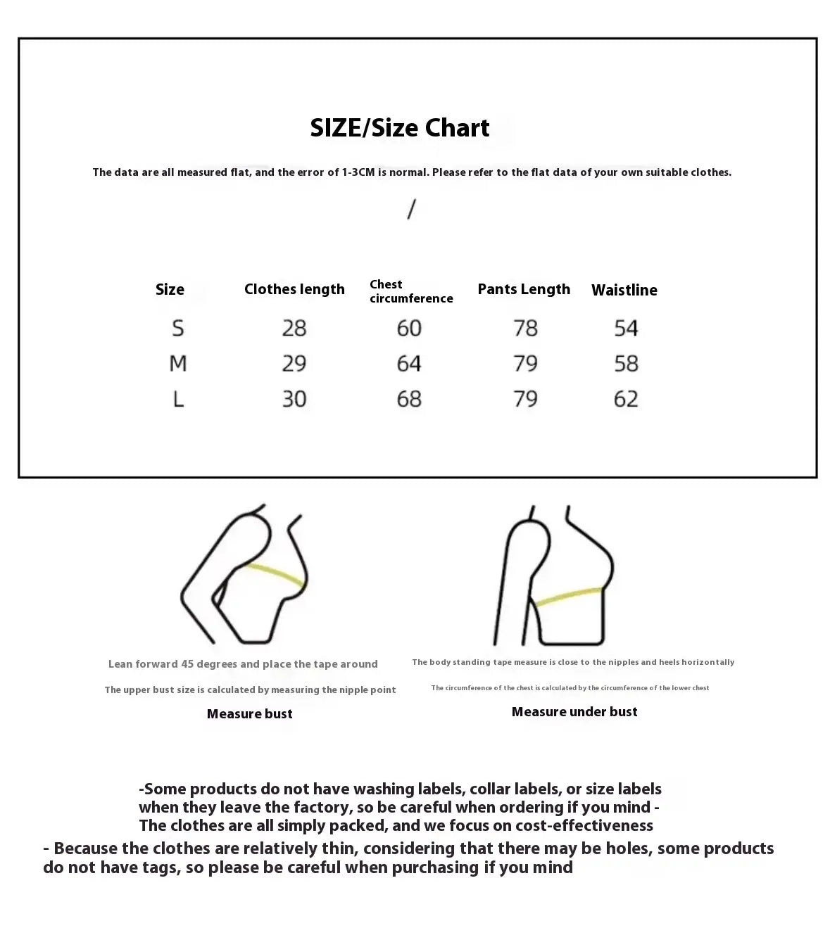 size chart for a maroon sports high waist tight seamless suit for women displaying bust and waistline measurements in centimeters across sizes s, m, and l with diagrams illustrating how to measure.
