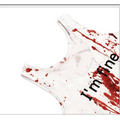 Female ghost clothes white tank top with red splatter and black text paired with adult stage plaid skirt set