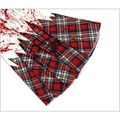 Female ghost clothes adult stage plaid skirt set with red blue yellow fabric and white background splattered fake blood