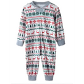 Festive family matching reindeer pajama set in red green and white with snowflake patterns perfect for holiday family wear
