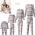 Festive family matching reindeer pajama sets in soft pink green and gray with snowflake patterns for holiday comfort