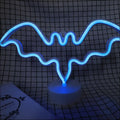 Flamingo led modeling light blue neon bat-shaped decorative night light with sleek curved design and white base