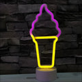 Flamingo led modeling light night light featuring a glowing neon purple swirl ice cream cone decorative night light
