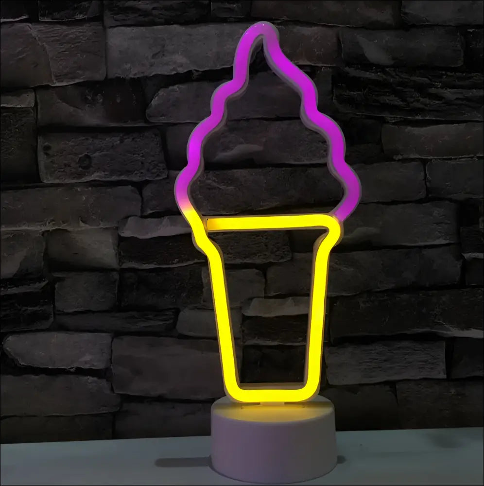 Flamingo led modeling light night light featuring a glowing neon purple swirl ice cream cone decorative night light