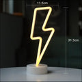 Flamingo led modeling light glowing yellow neon lightning bolt decorative night light with white circular base