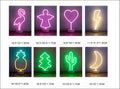 Neon sign flamingo led modeling light with pink glowing outline on white base decorative night light for rooms
