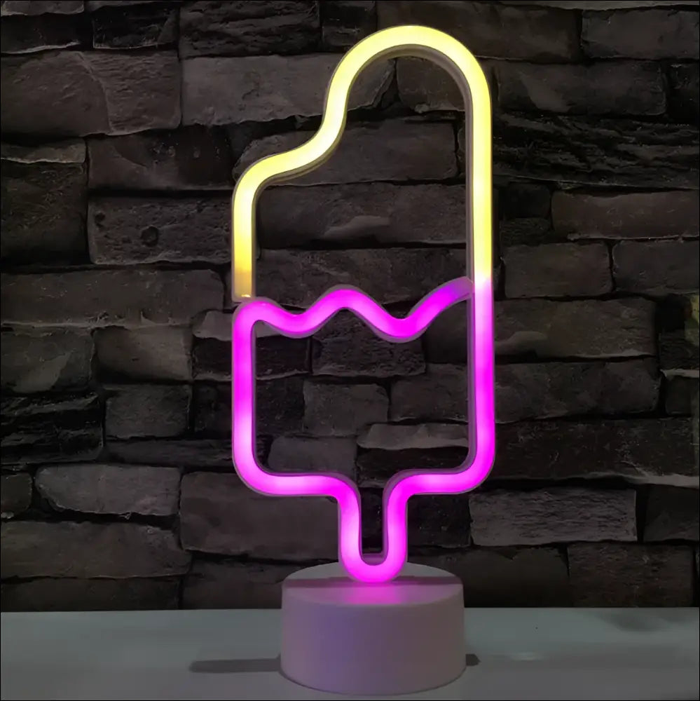 Flamingo LED modeling light night light shaped like a popsicle with yellow and pink glowing neon decorative night light