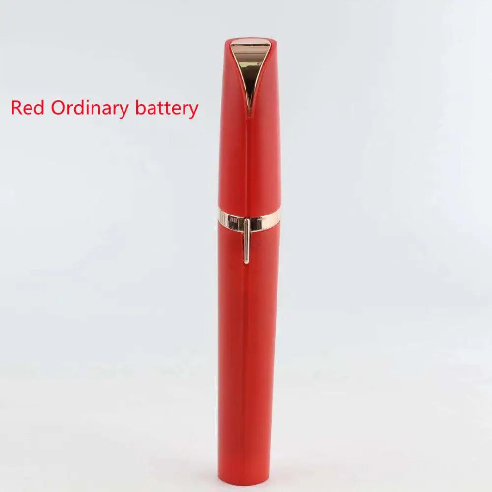 Flawlessly brows electric eyebrow remover in red with sleek rose gold accents and modern cylindrical design