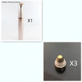 Flawlessly Brows electric eyebrow remover with sleek rose gold finish and interchangeable heads for precise facial hair trimming