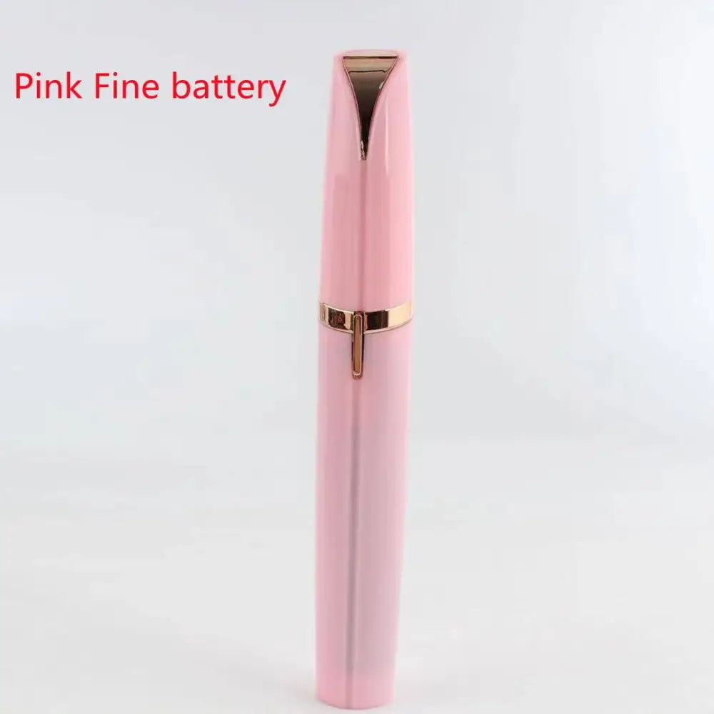 Pink flawlessly brows electric handheld facial hair trimmer with sleek rose gold accents for precise eyebrow removal