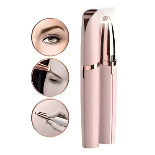 Flawlessly Brows electric eyebrow remover in pink with sleek rose gold accents and modern ergonomic design