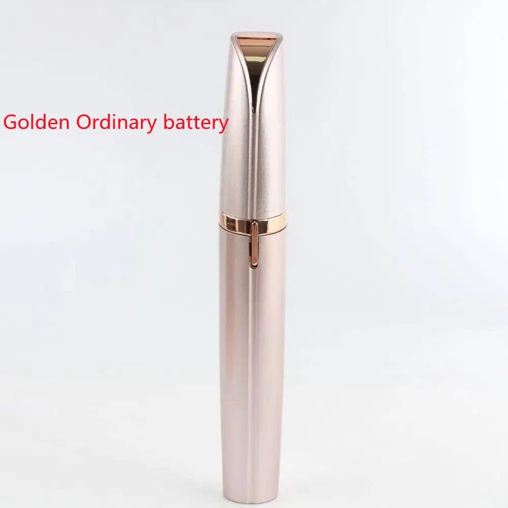 Flawlessly brows electric electric eyebrow remover in sleek rose gold metallic with cylindrical design and accent band