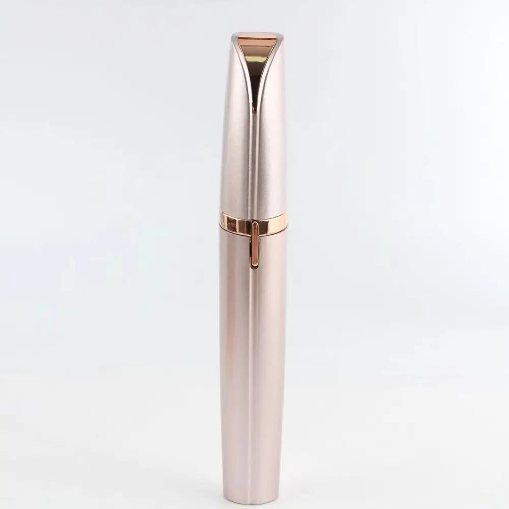 Flawlessly brows electric eyebrow remover featuring a sleek rose gold metallic eyelash curler with accent band design
