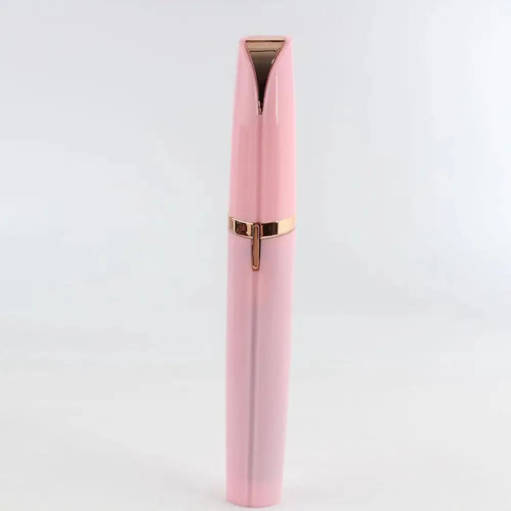 Flawlessly Brows electric handheld electric eyebrow remover in pink with sleek rose gold accents for precise grooming
