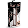 Flawlessly brows electric eyebrow remover in 18k gold plated sleek rose gold and white finish packaged for retail display