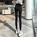 Black fleece thickened winter shark pants high waist leggings with a subtle elastic waistband branded cwea-shie