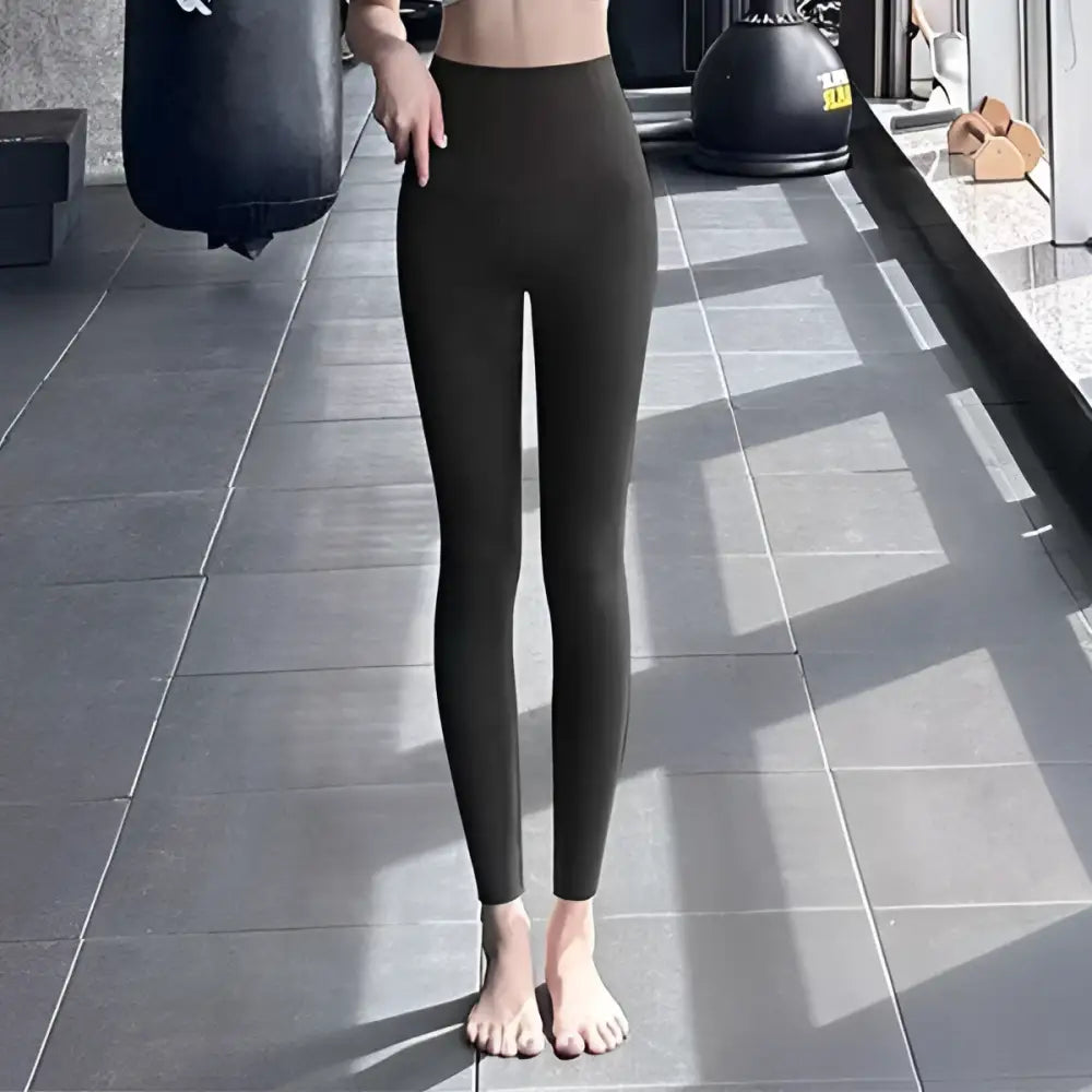 Black fleece thickened winter shark pants high waist leggings designed for warmth and comfort in cold weather